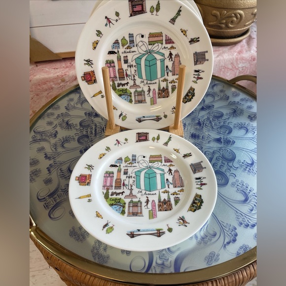 Tiffany & Co 5th Avenue Dessert Plate Tableware Dish Set of 4 Authentic OBRO - Picture 2 of 7